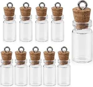 10 count Small Glass Bottles With Cork Lids,1ml Mini Wishing Bottles Spell Jars  Message Glass Jars with Cork Stoppers for DIY Crafts Chrismas Tree Decoration