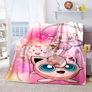 Cute Jigglypuff 02 patterned printed blanket, blanket for the living room, bedroom, office and lunch break, portable blanket suitable for all four seasons, holiday gift for family and friends, Ch