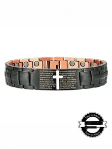 Men's Adjustable Bracelet with Powerful Magnets, Cross Pattern Design, Magnetic Tool Included, Durable Casual Jewelry, Friday Sale