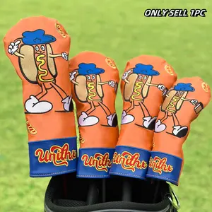 Funny Hot Dog Design Golf Club Headcovers, Fits Drivers & Hybrids, Ideal for Both Men & Women, Essential Golf Accessory