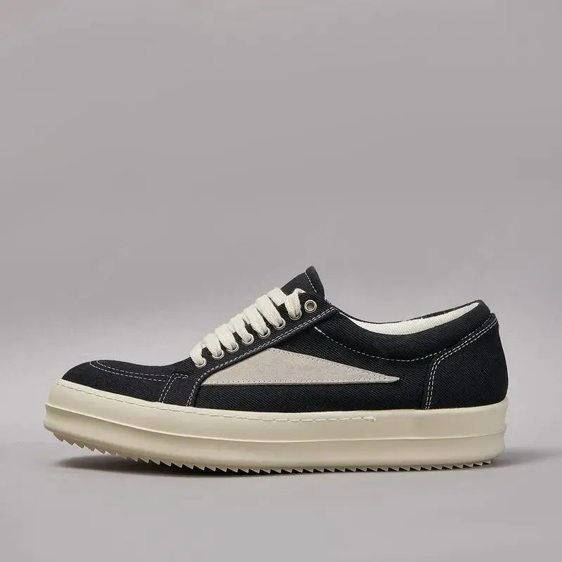 Shoes Men Twill Canvas Low Top Casual Shoes Women Sneaker Owens Shoe Men Lace Up Black Canvas Shoes Retro Flat Sneakers Footwear Closed Boy Running