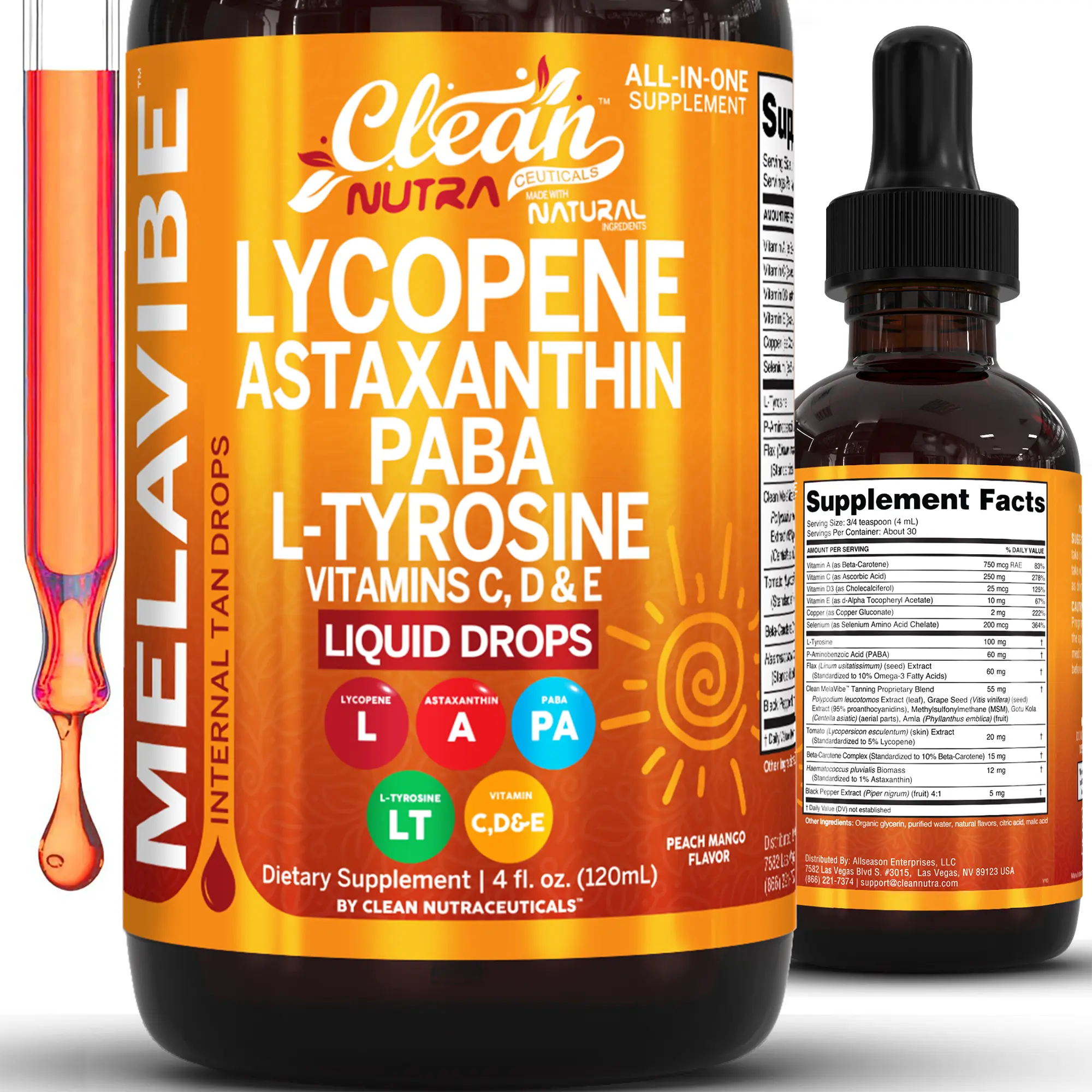 Clean Nutra Lycopene, Astaxanthin, PABA & L-Tyrosine for Skin & Complexion Support - Melavibe Clean Nutra Lycopene, Astaxanthin, PABA & L-Tyrosine for Skin & Complexion Support - Melavibe