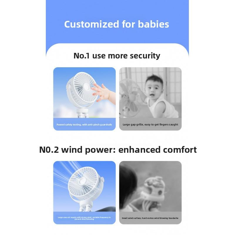 Portable Octopus Fan for Strollers, USB Rechargeable, Quiet & Foldable, Perfect for Outdoor Use