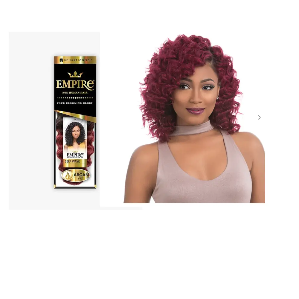 SENSATIONNEL EMPIRE Remi-Grade Virgin Human Hair Weave - 10in Defined Deep Wave Short Bob Extension, Argan Oil Infused, Heat Resistant, Frizz-Reducing