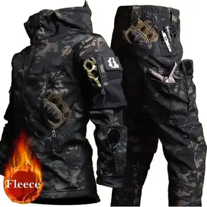 New Men's Winter Jacket Tactical  Sets FleecedWindproof Waterproof Padding Suits  Uniform Pockets Camo??gift??Gift