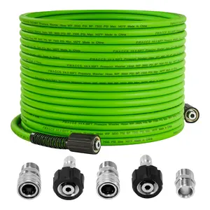 PWACCS Pressure Washer Hose 50 FT x 1/4", Power Washer Hose Kink Resistant, Universal High-Pressure Washing Extension Hoses Replacement, Compatible with M22 Stainless Steel Fittings, 3600 PSI, Green，Christmas gifts
