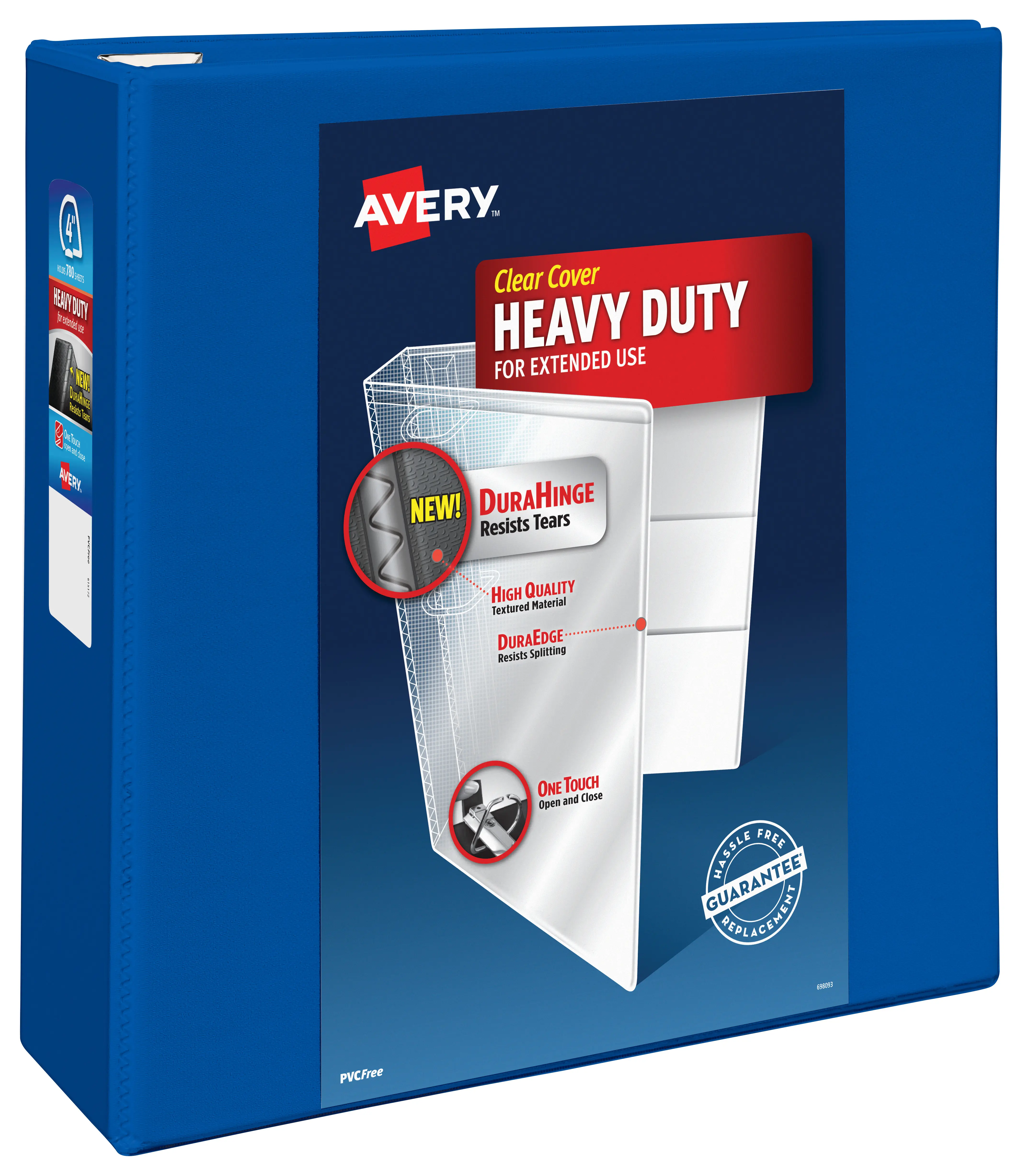 Avery Heavy-Duty View 3-Ring Binder - 4" 1-Touch EZD Rings, 4.5" Spine, 1 Pacific Blue (Model 79814) Office Binder for Office Stationery Supplies