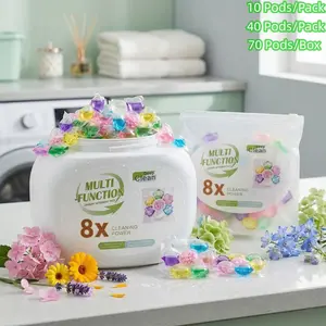 ✨SUPER SCENTED! New Formula 7-IN-1 Laundry Detergent Pods | 10g Heavy-Duty Concentrated Capsules, 8X Cleaning Power, 72H Fresh Scent, Odor Eliminator, Powerful Stain Removal, Fabric Softener | Family & Travel Packs (10/40/70 Counts) 🧺🌸