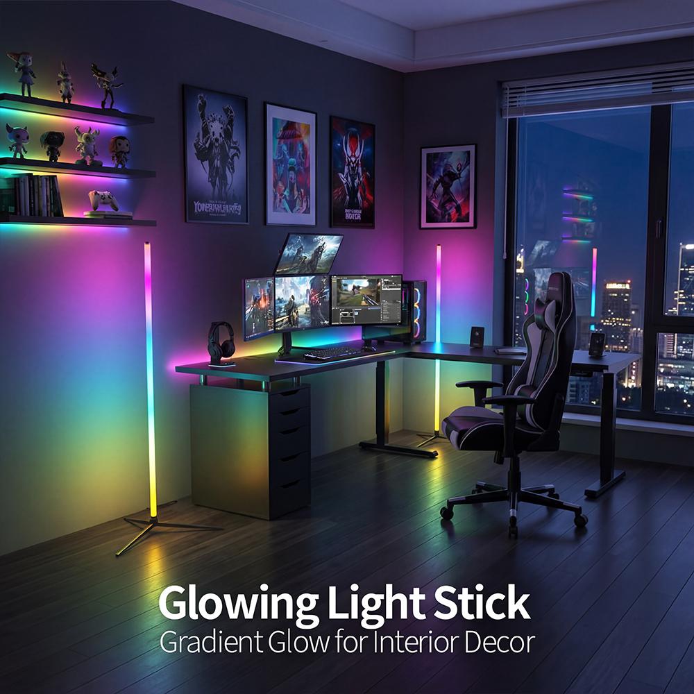 DAYBETTER 360° Standing LED Corner Lamp with Music Sync, Color Shift, Dual Control & Timer, 16M DIY Colors, Perfect for Living Room/Gaming Room, Smart RGB Floor Lamp