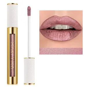 MAKI YIKA Metallic Pink Lipstick for Women Nude Lipsticks Long Lasting Shine Glitter Lipstick No Smudge No Transfer Lip Gloss (BR010 Sweet Sugar)