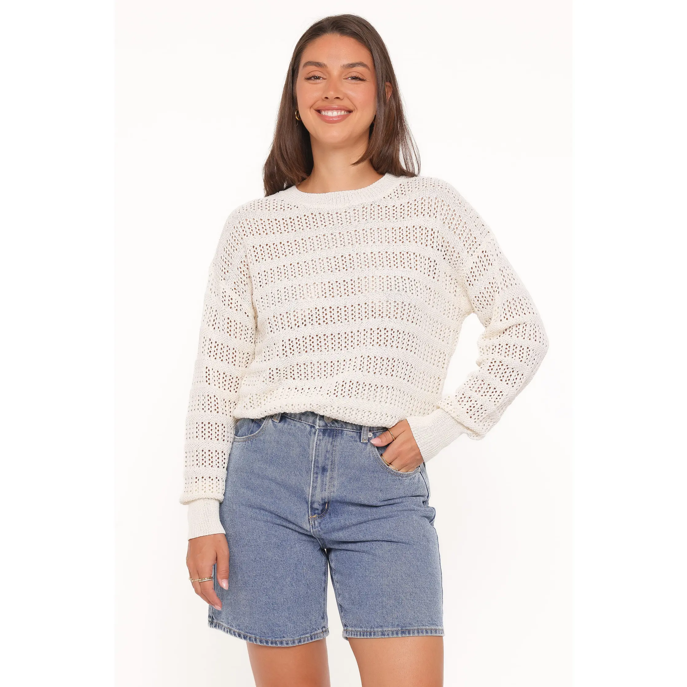 Flavia Open Stitch Sweater - Cream