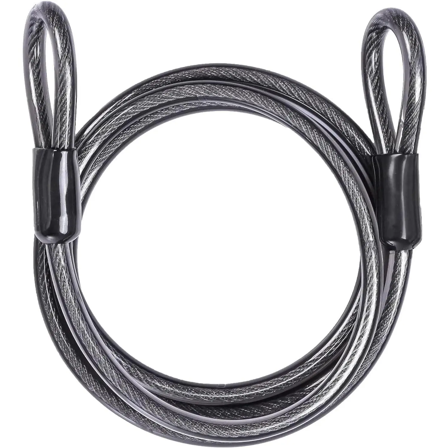 Security Steel Cable with Loops - 12mm (1/2 inch) Thick 4FT Heavy Duty Bike Steel Cable Vinyl Coated Braided Cable for U-Lock and Padlock