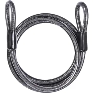 Security Steel Cable with Loops - 12mm (1/2 inch) Thick 4FT Heavy Duty Bike Steel Cable Vinyl Coated Braided Cable for U-Lock and Padlock