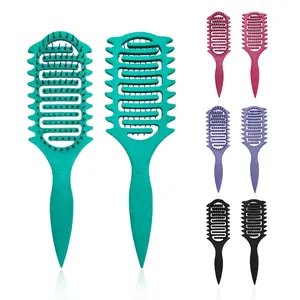 Curl brush for curly hair wet, Hair Curling Comb Wet and Dry Black wavy thermal brush miracle brush hair wide teeth Speed Dry Ergonomic Hair Brush