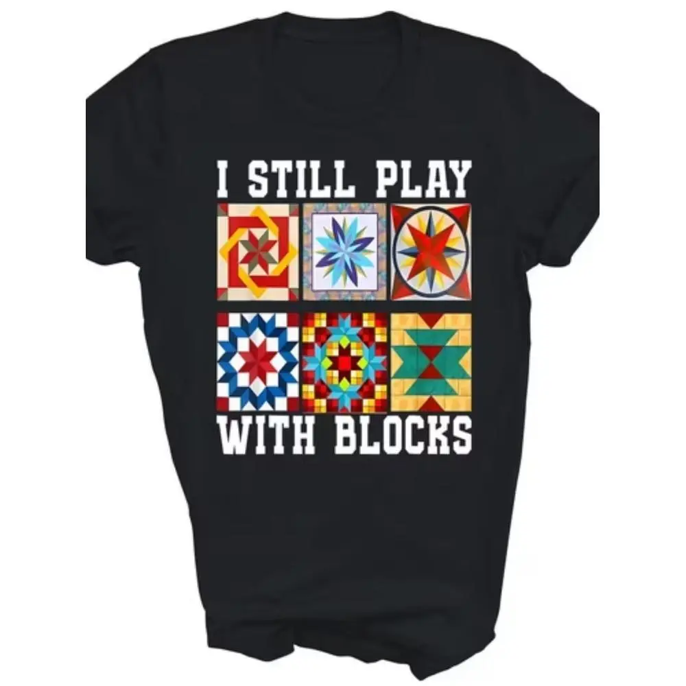 Quilting Graphic T-Shirt, Retro Barn Quilt Block Print, Vintage Patchwork Design, Craft Hobby Unisex Tee