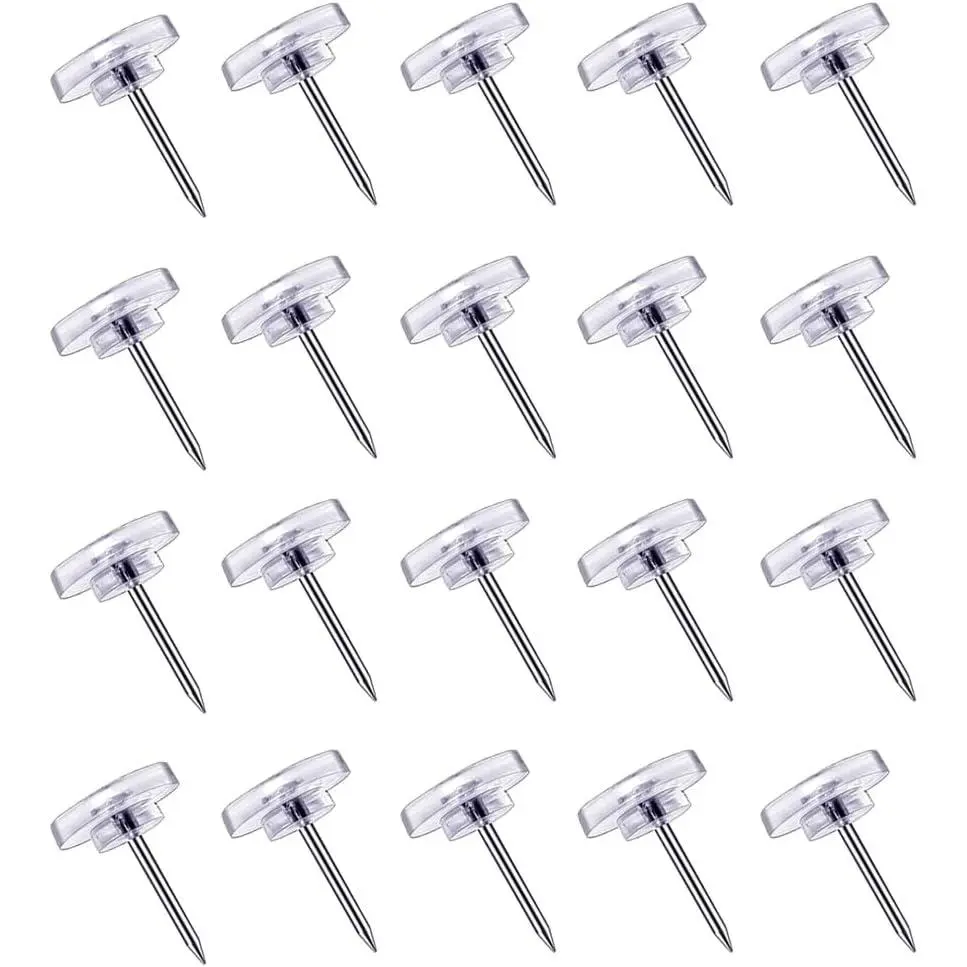150-Count Synthetic Push Pins with Compact Size, Steel Point & Synthetic Body - Grip Paper Well - Transparent Thumbtacks for Bulletin Board, Office Use, Wall Hanging (With Packaging)