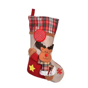 WiHoo Christmas Stockings Personalized with Name, 18" Christmas Stocking Santa Claus Snowman Deer Xmas Stocking Holiday Christmas Decoration Gifts for Family Kids