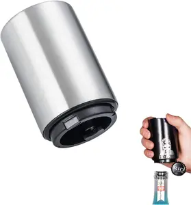 Push Down Bottle Opener 3 pack, Automatic Beer Bottle Openers, Stainless Steel Instant-no-Cap Mover, Funny Kitchen Gadgets, Beer Bar Accessories Gifts for Him Her, Magnetic Corkscrew