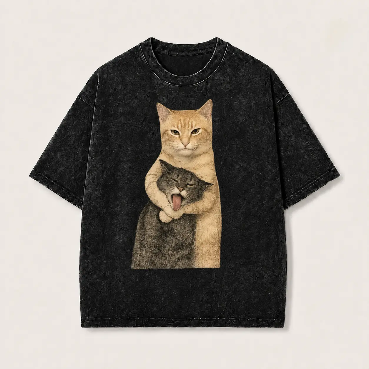 230g Washable Cat Quarrel Moment Print T-Shirt, High-Quality Quilted Vintage Fashion Brand T-Shirt, Men's T-Shirt, Men's Summer Clothing Summer T-Shirt, Holiday Gift, Perfect Gift ,fathersdaygift