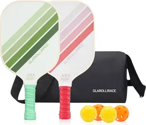 Glarollirace PRO Pickleball Paddles Set of 2 Fiberglass Pickleball Rackets,4 Ball,Carrying Bag | USAPA Approved