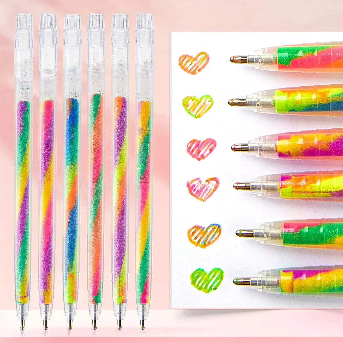 6/12/18Pcs/set Glitter Rainbow Color Pen