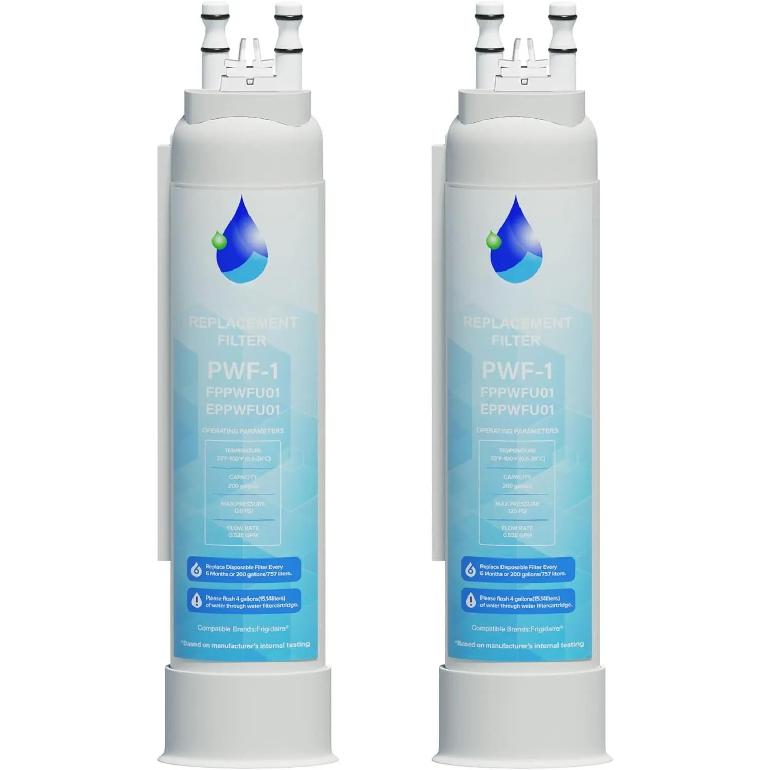 FPPWFU01 Water Filter Replacement for Frigidaire FPPWFU01 Water Filter, Compatible with PurePour PWF-1, PureAdvantage PurePour PWF-1 (2 PACK)