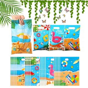 100-Pack 'Schools Out for Summer' Gift Bags with Handles – Happy Last Day of School Party Favors – Blue Plastic Goody Bags for Summer Vacation Parties – 9.84'' x 6.5''