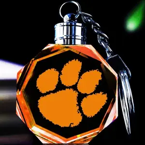 Clemson LED color changing crystal keychain