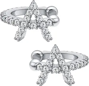 Dearmay Letter Cubic Zirconia Huggie Earrings Tiny Earrings Small Huggie Hoop Earrings Simple Lightweight Hoops Gift for Women