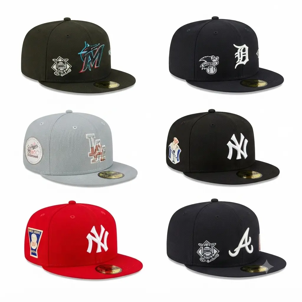 New Era MLB 59FIFTY Fitted Cap, New York Yankees, Los Angeles Dodgers, Atlanta Braves, Detroit Tigers, Miami Marlins Baseball Hat, Side Patch Collector Edition, Flat Brim Streetwear Hip Hop Fashion, Premium Unisex Cap, Gorras, Gorra Beisbol, TikTok Viral