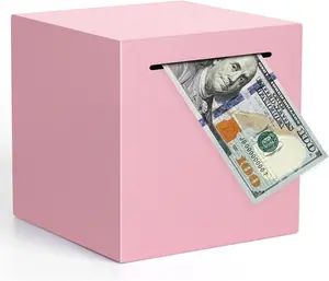 Summer Spring Gift Stainless Steel Piggy Bank for Adults – Unbreakable Money Saving Box for Cash, Must Break to Open Savings Bank, Metal Coin Bank for Adults and Kids (Pink, 4.72 Inch)