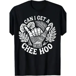 Unisex Pacific Islander Chee Hoo Graphic T-Shirt Featuring Heavyweight Retro Polynesian Design with Hawaiian Tribal Prints Maori Tattoo Art and Can I Get a Chee Hoo Slogan Perfect for Summer Beach and Festival Casual Wear