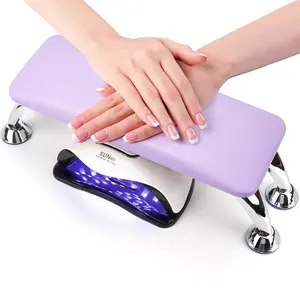 Manicure Large Armrest, PU Leather Hand Rest, Nail and Toenail Hand Rest Pillow, Detachable Manicure Accessories Tools, Soft Hand Rest Footrest with 4 Stainless Steel Brackets, Thick Sponge Nail Pillow for Manicure Technicians