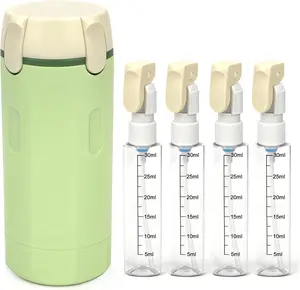 4-in-1 Leakproof Travel Bottles Set – Refillable TSA Approved Toiletry Containers with Clear Scale Design & Labels, Portable Shampoo, Body Wash & Lotion Dispenser for Travel