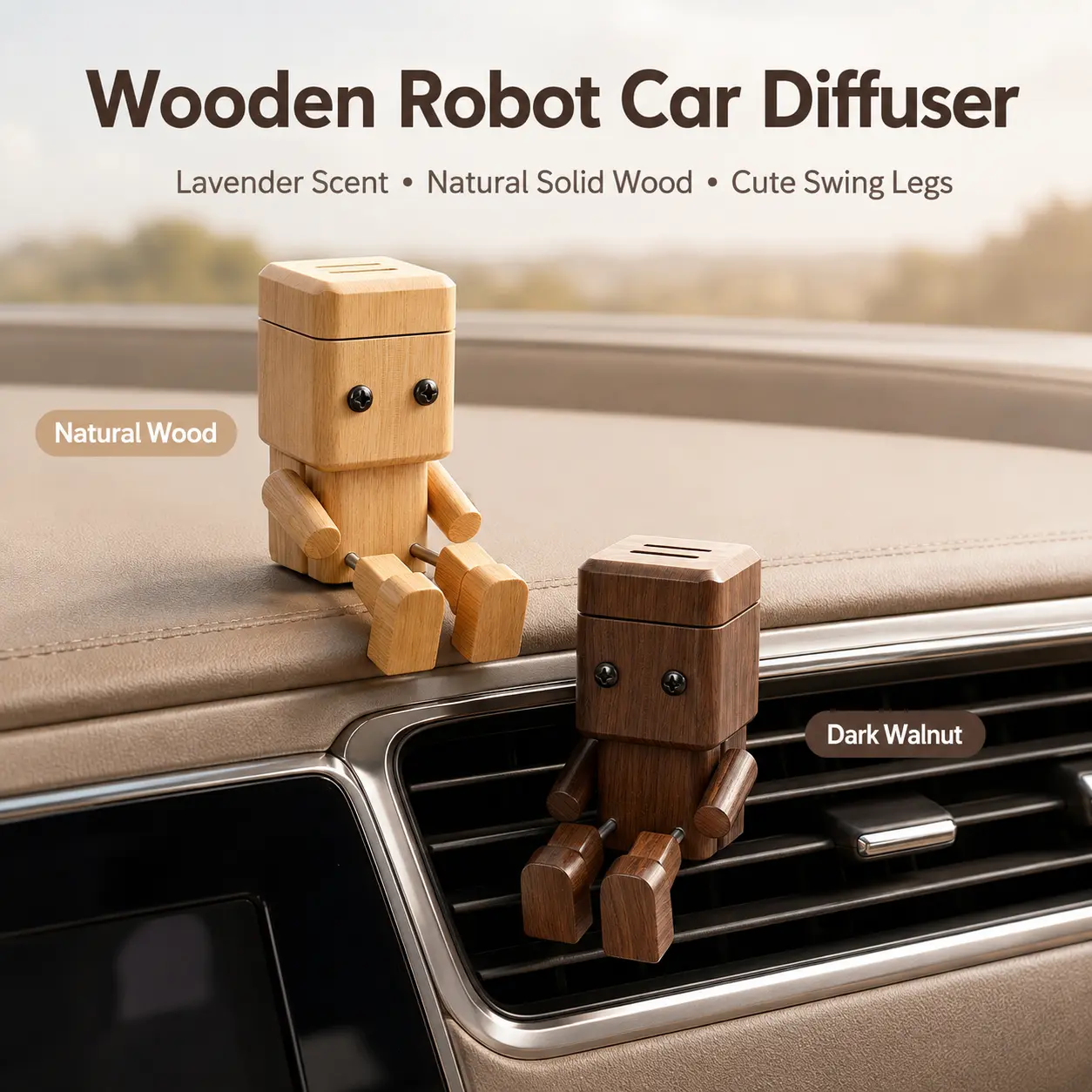Shaking Wooden Man Dashboard Figurine with Aroma Slot, Funny Wobbly Leg Car Dashboard Decor, Handmade Wooden Bobble Doll, Cute Shaking Figure Desk Ornament, Car Interior Accessories, Unique Gift
