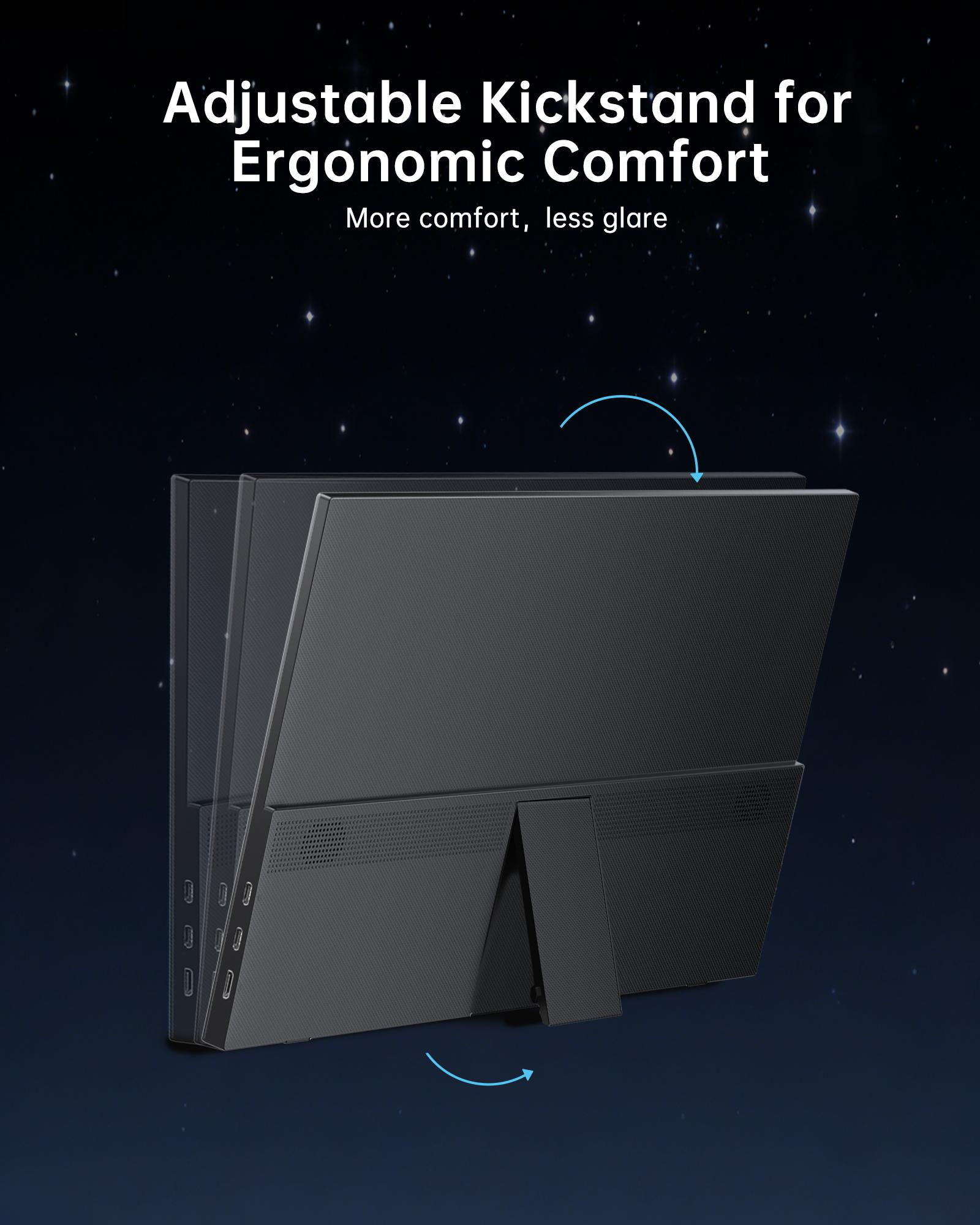 KTC Portable Monitor 15.6" FHD 1080P 60Hz Travel Monitor for Laptop, MacBook, Switch, PS5, Xbox, HDMI USB C, HDR10,VA Slim Second Screen with Built-in Speakers