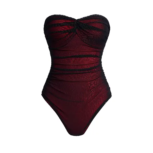 OQQ Women's Strapless Ruched Sheer Mesh Bodycon Bodysuit, Sexy Elegant Top for Party and Valentine's Day Outfits, Clothes, Valentines Day, All Seasons, Evening, Machine Washable, Christmas, New Year, Easter, Normal Type