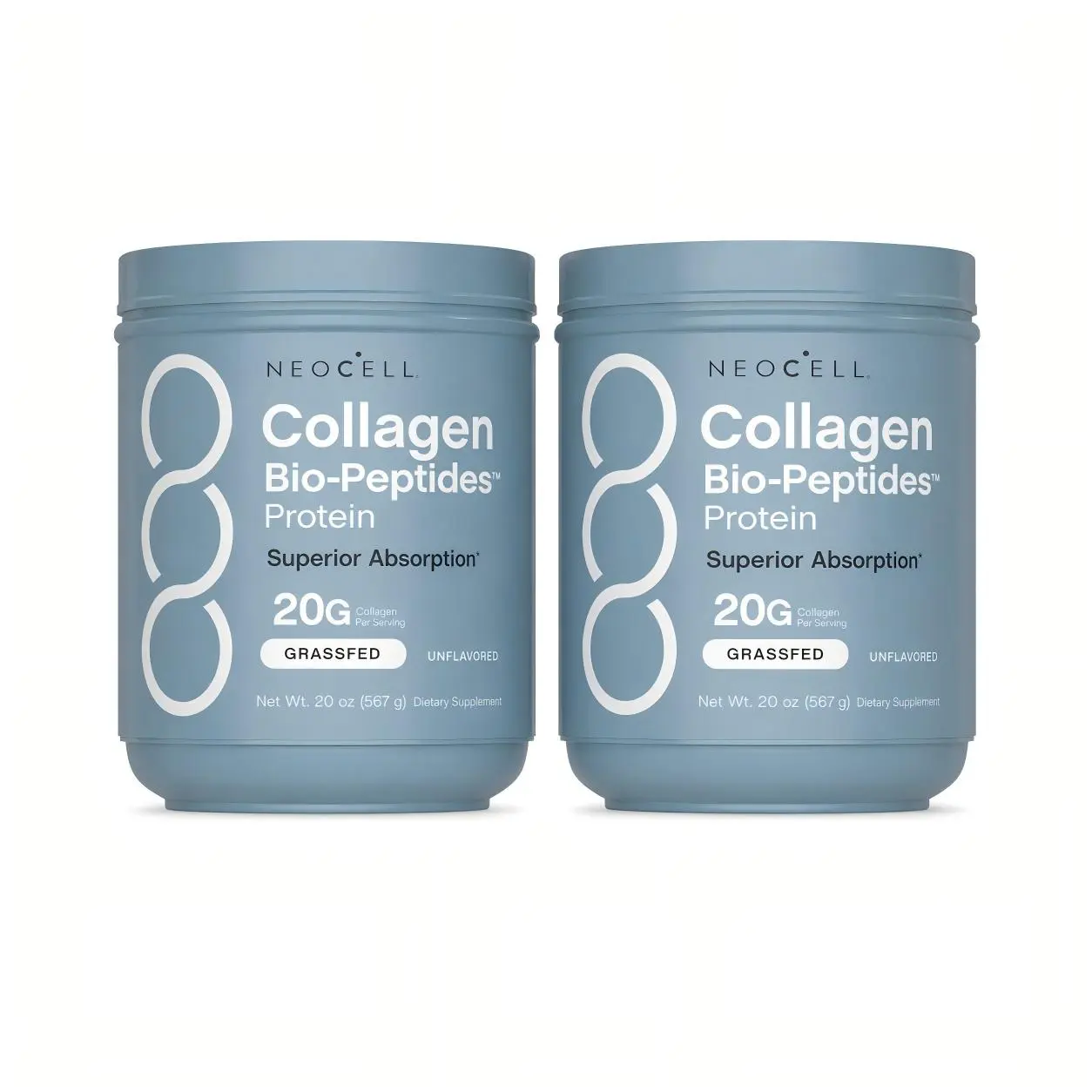 Multiple bottles of discounted NeoCell collagen peptide powder - 20 ounces - Grass-fed protein supplement - Advanced formula