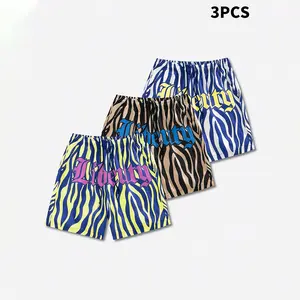 Summervibe,Men's Gothic Letter Zebra Print Short Shorts Set - Menswear, Aesthetics, Breathable Quick-Dry Lightweight Streetwear Outfit, Fashionable Casual Summer Bottoms, S-XXL Sizes