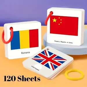 120 Flags of the World Identification Card Set, Children's Global Flag Awareness Card Early Education Card, Essential for Back-to-School Season | Culture and Education Flash Cards | Family Learning Resources and Holiday Gifts