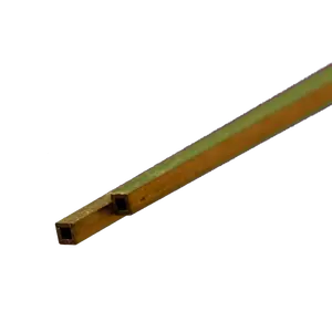 Square Brass Tube: 2mm OD x 0.45mm Wall x 300mm Long (2 Pieces)