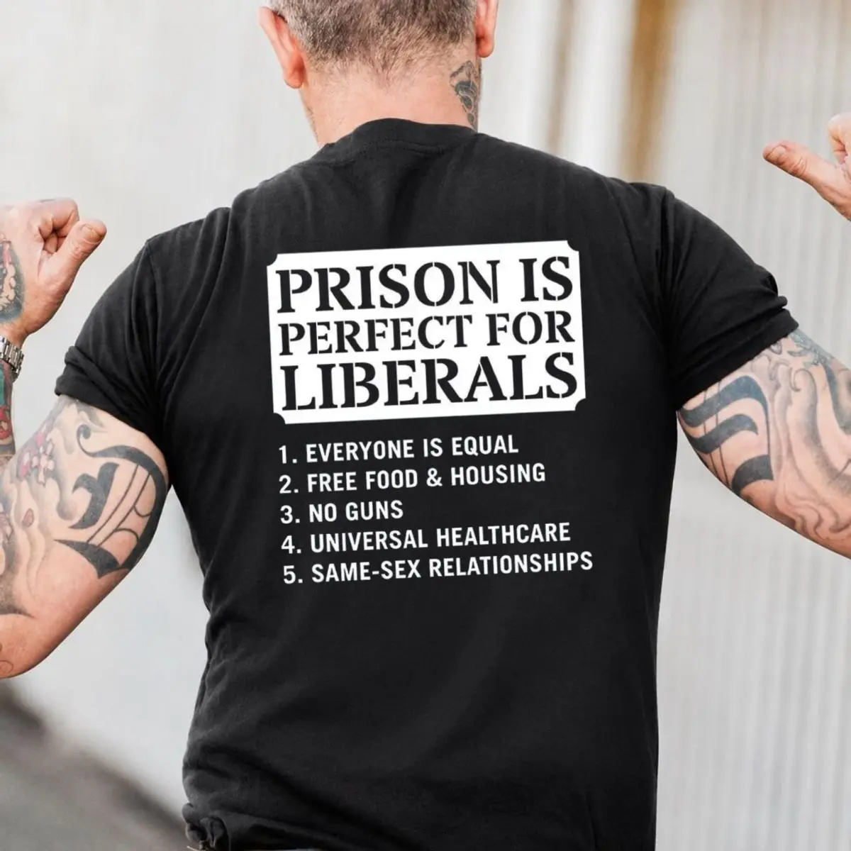 Prison Is Perfec T For Liberals On Back Shirt, Funny Conservative Tee, Republican Trup Supporters Shirt, Unisex Sweater Pullover Tee