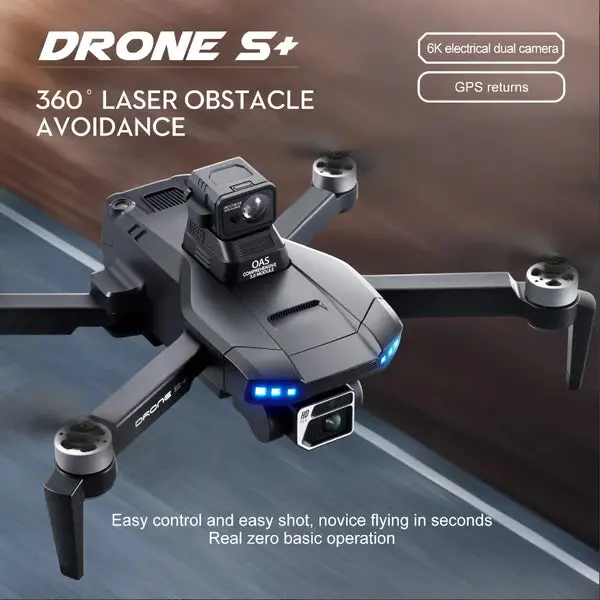 S+ 6K Electric Tuning Dual-Camera Drone - 360° Laser Obstacle Avoidance, GPS Automatic Return, Beginner-Friendly Aerial Photography Tool