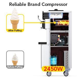 GARVEE Commercial 3-Flavor Soft Serve Machine, Dual 12L Hoppers
