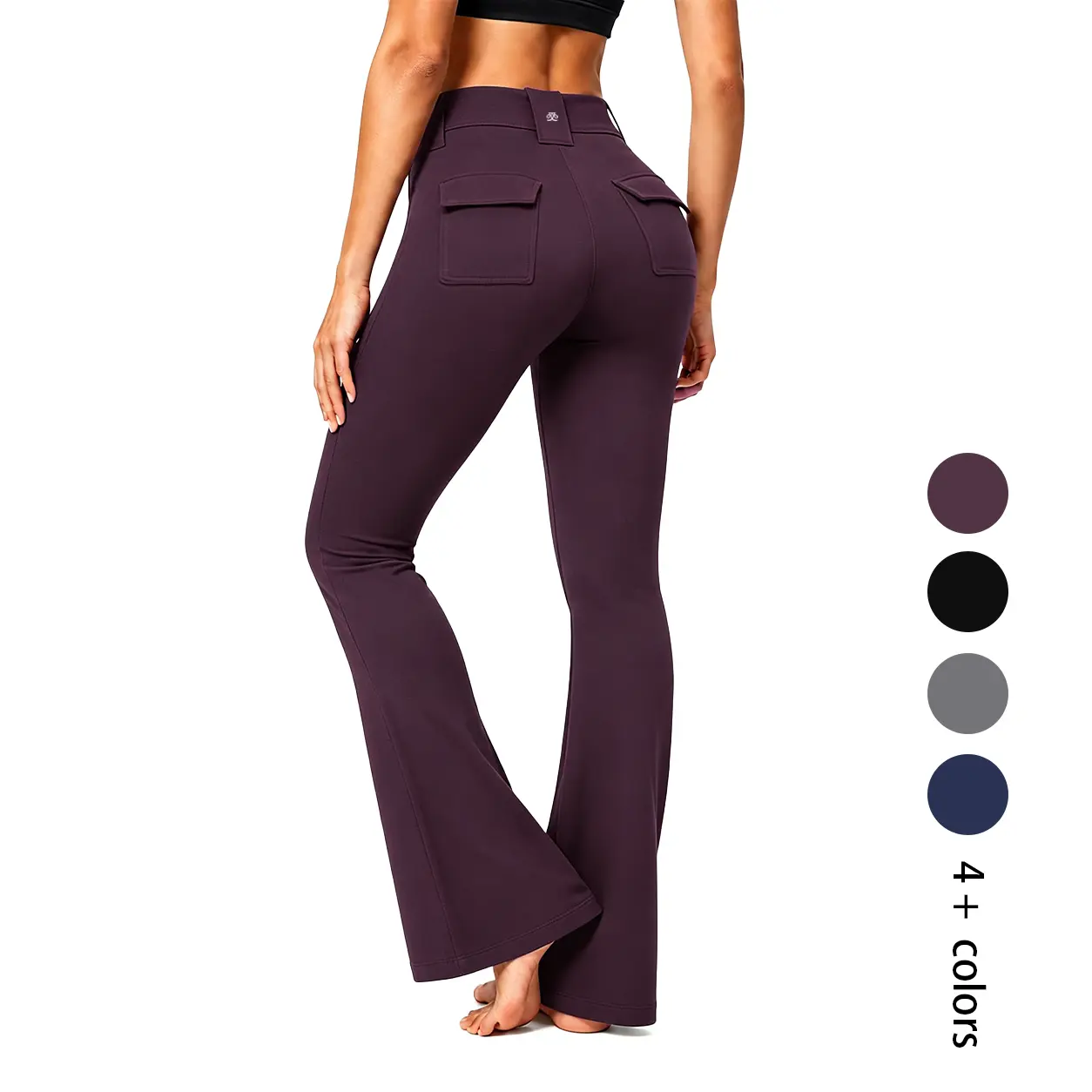 Women's High Waisted Yoga Flare Leggings with Pockets Tummy Control Butt Lifting Workout Yoga Casual Pants Bootcut Athleisure Stretchy Fitness Leggings