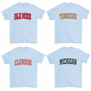 All-Team Distressed Varsity College T-Shirt – Light Blue, Custom Your Team, Classic Cotton Tee With A Vintage Athletic Look, Perfect for Casual Wear, Game Day Outfit, Menswear & Womenswear