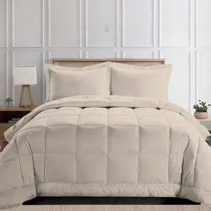 Elegant Comfort 3-Piece Box Stitched Comforter & Shams - Duvet Insert with 4 Corner Tabs