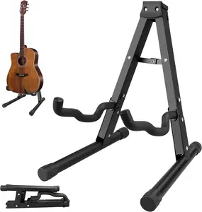 DkOvn 1/2/4 Pack A-Frame Folding Guitar Stand Model A with Non-Slip Rubber and Foam Arms, Color Black, Item Weight 0.91 Kilograms