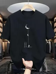 ZJF0281 - 220g Men's Casual Comfortable 100% Cotton T-Shirt Fun Summer T-Shirts Men's Graphic Tees