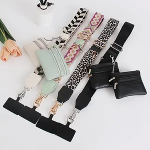 Portable Phone Lanyard with Zipper Bag, which is suitable for Commuting, Travel and Shopping, along with a Fashionable Crossbody Lanyard with Adjustable Chain Hanging Rope.